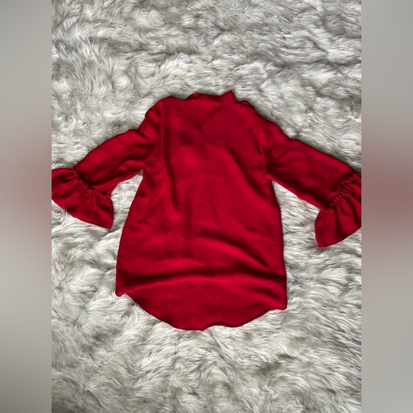 ZARA BASICS COLLECTION red blouse with bowtie - Picture 3 of 3